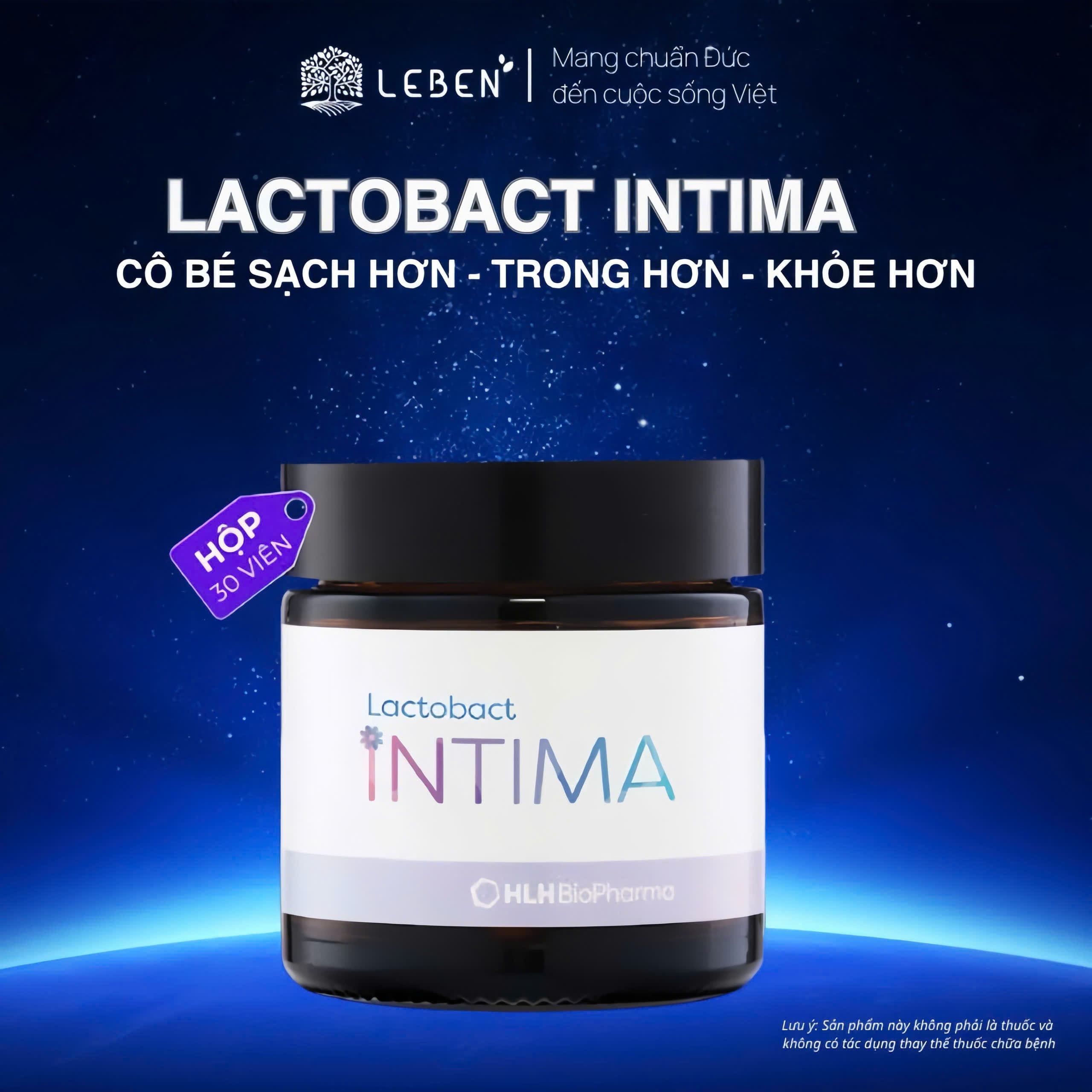 Hộp 30 viên Lactobact Intima - Men vi sinh phụ khoa bổ sung lợi khuẩn từ Đức